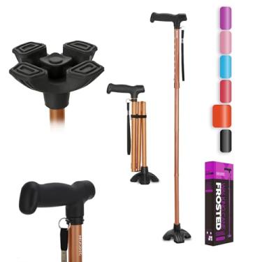 Imagem de MOODIC Bengala Para Homens E Mulheres, Aderência Estendida; Base Sólida; Dobrável; Altura Ajustável; Leve; Independente; Bengalas Portáteis Idosos (Laranja)