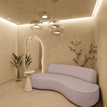 Imagem de Sofá Curvo 3 Lugares Orgânico Amsterdã 200cm Linho Rose- Mabe Magazine
