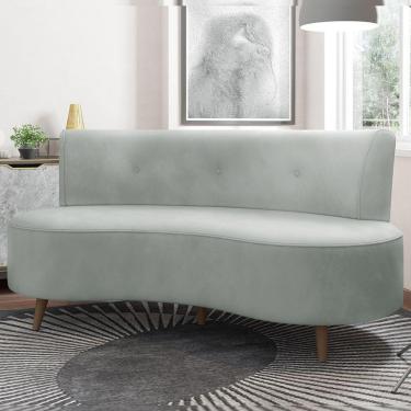 Imagem de Sofá Living 2 Lugares 160cm Aang Pés Palito Veludo Cinza Claro G33 - Gran Belo