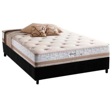 Imagem de Cama Box Casal: Colchão Molas Herval Maxspring Spain + Base Crc Suede Black(138X188)