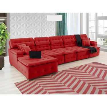 Imagem de Sofá Orlando 4.20x2.10m Com Chaise, Retrátil E Reclinável - Vermelho