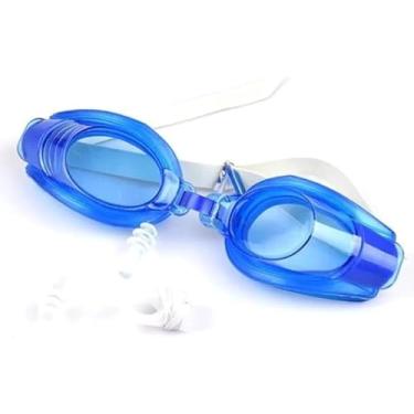 Imagem de Óculos de Natação Infantil Classic, Ajustável Com Proteção Nasal e Ouvidos Oculos de Natação Proteção Uv (Azul)