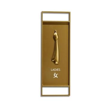 Imagem de ZENZEA Placa de banheiro 12 x 35 cm tamanho leve luxo estilo personalizado placa de porta de banheiro de metal, placa de banheiro de alta qualidade para hotel e homestay, vaso sanitário, logotipo