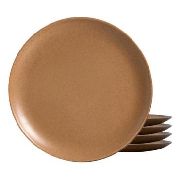 Imagem de Jogo De Pratos Sobremesa Cerâmica Kit 4 Peças 20cm Organic Terracota A