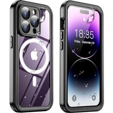 Imagem de Temdan para Iphone 14 Pro Max Capa À Prova D'Água, Protetor de Tela Real 360] Ip68 Subaquático] 14 Pés Militar À Prova de Queda] À Prova de Poeira] Compatível com Magsafe] - Preto/Transparente