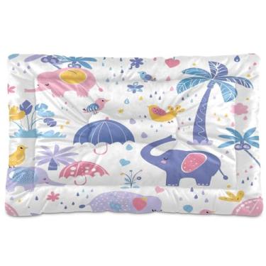 Imagem de Wassud Cama de cachorro com elefantes fofos, camas para cães pequenos, tapete lavável para animais de estimação, cama de gato para dormir, viagens, 45 x 61 cm