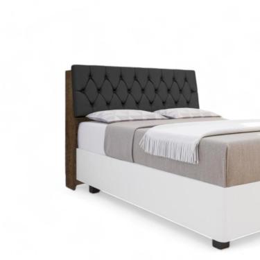 Imagem de Cabeceira Estofada ísis Solteiro Malbec Com Capitonê Preto