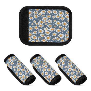Imagem de Qilmy Beautiful Little Daisies Bagagem Handle Wrap Pacote com 4 Identificadores de Bagagem Tag Comfort Handle Grips Capa para Carrinho de Viagem Bolsa Mala Avião Acessórios de Viagem 1194
