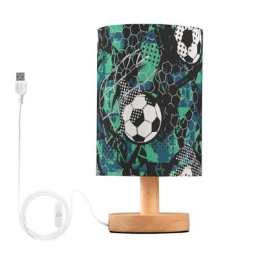 Imagem de Joisal Abajur de mesa de futebol estilo grunge abstrato para sala de estar com abajur de leitura, abajur de cabeceira
