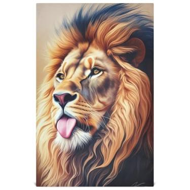 Imagem de Joisal Toalha de mão de chá fofo conjunto de toalhas de prato arte leão marrom legal decoração de cozinha louça de lavagem absorvente secagem rápida 45 x 71 cm, 4 pacotes com 4