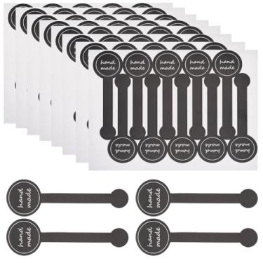 Imagem de SOFPLATE 300 folhas, 300 peças, adesivos feitos à mão, feitos à mão, adesivos longos, autoadesivos, listrados, pretos, embalagens de alimentos, pirulito, etiquetas de selagem para caixa de bolo de