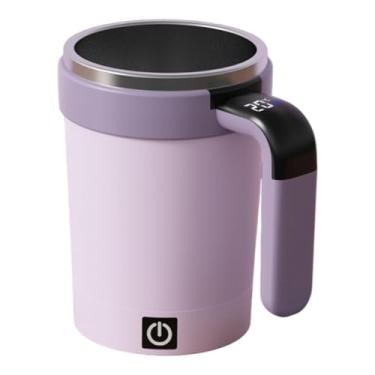 Imagem de KiBcsLic Caneca de café com misturador automático de 380 ml, multiuso, para misturar cacau e chocolate, acessório ideal para viagens, acampamentos, trilhas e, Roxo
