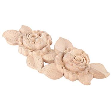 Imagem de GLOGLOW Outras Ferragens e Acessórios Domésticos Rose Design, Sem Pintura, 16x6,5 Cm, Estilo Europeu, para Decoração de Espelho de Janela de Armário de Porta, Aplique de Madeira Esculpida, Nan