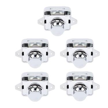 Imagem de Luocute 5 Peças de Trava Com Botão de Pressão, Trava de Porta de Gabinete Sem Chave Com Material ABS de Liga de Zinco para RV Iate Motorhome Acampamento Gavetas de Móveis para Trailer