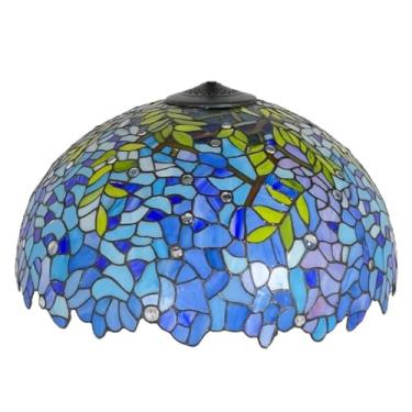 Imagem de Abajur de vidro estilo Tiffany de 50 cm (20 polegadas) para luminária de mesa, luminária de teto ou pendente, modelo Wisteria. (Apenas para substituição).