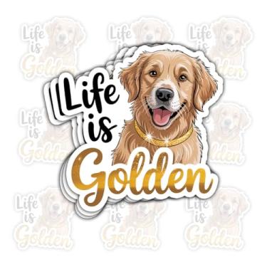 Imagem de Adesivo de cachorro Life is Golden Retriever, adesivo de vinil divertido para homens, mulheres, adolescentes, donos de animais de estimação, laptop, garrafa de água, carro, caderno, scrapbook, capa de