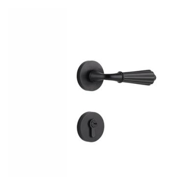 Imagem de VTGVVVTR Fechadura de porta preta estilo americano simples fechadura interior bronze estilo europeu quarto porta de madeira fechadura dividida magnética silenciosa (fechadura de porta de quarto preta)