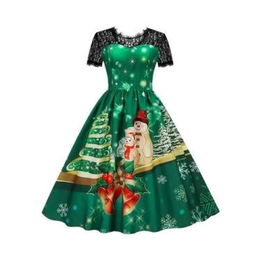 Imagem de Vestido De Festa Vintage De Natal plus Size Com Renda, Manga Curta, El