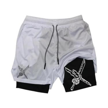 Imagem de Shorts De Compressão Masculinos 2 Em 1 Para Corrida E Treino Com Bolso