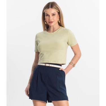 Imagem de Blusa Básica Feminina Cotton Leve Rovitex Verde, P, Verde
