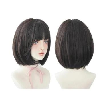 Imagem de Peruca Pixie Cut Rosa Marrom Sintética Curta Lisa De Alta Densidade Co