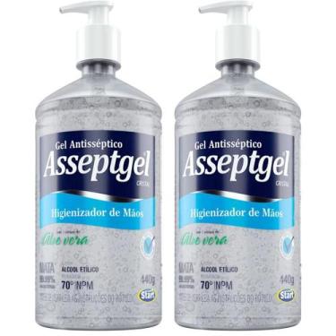 Imagem de Alcool em Gel Antisseptico Asseptgel Cristal Aloe Vera 420g Com Pump -