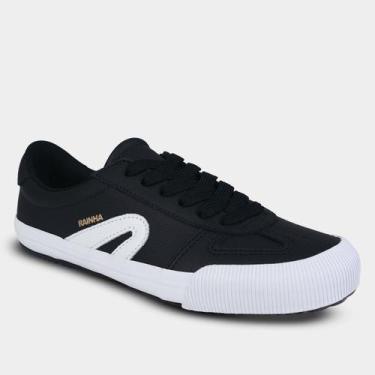 Imagem de Tênis Rainha VL 2500 Couro Unissex, Preto, Branco, 38