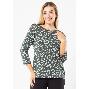Imagem de Blusa Pau a Pique Manga 3/4 Estampada Verde