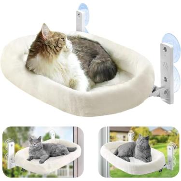 Imagem de Cama Rede Gatos Suspensa Janela Almofada Dobrável Estrutura Metálica 4 Ventosas Super Resistentes