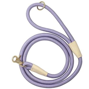 Imagem de Coleira de corda trançada de nylon forte de 1,8 m, guia para passear com cães, coleira para treinamento de cães pequenos, médios e grandes (roxo claro, 1,5 m x 10 mm)