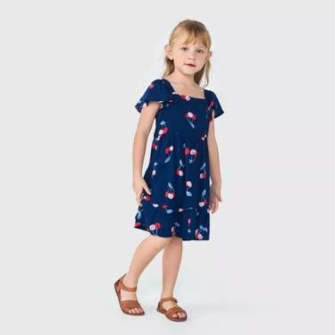 Imagem de Vestido Infantil Azul Marinho Cerejas Viscose - Hering
