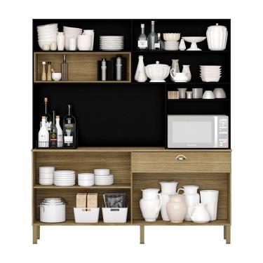 Imagem de Armário De Cozinha Compacta 8 Portas E 1 Gaveta 182cm Seul Freijó-preto - Pallazio