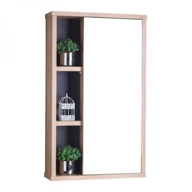 Imagem de Armário para Banheiro com Espelho Milano Carvalho e Grafite