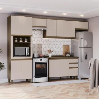 Imagem de Cozinha Modulada 5 Peças com Tampo em MDF Connect Henn, Duna/Cristal