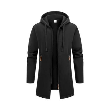 Imagem de Jaqueta Masculina Oversize De Inverno Quente Com Capuz, Moletom De Man