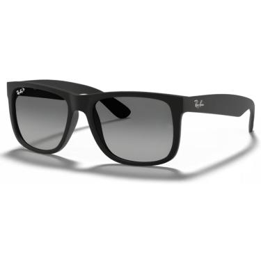 Imagem de Óculos De Sol Ray-ban Justin Clássico Preto Emborrachado Lente Cinza Polarizada Rb4165l 622/t3 57