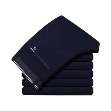 Imagem de Calças De Terno Masculinas Slim Fit Pretas, Elásticas E Que Não Amassa
