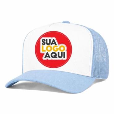 Imagem de Kit 5 Bonés Personalizados DTF Trucker Redinha Tela Aba Curva Cor:Azul