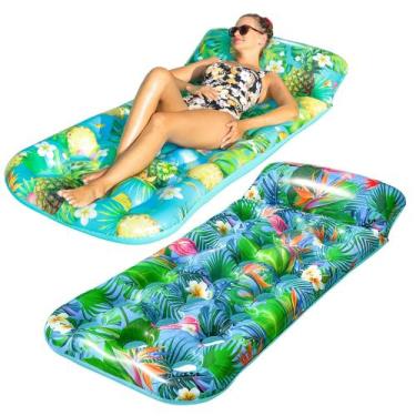 Imagem de Espreguiçadeira inflável para piscina FindUwill, pacote com 2 unidades