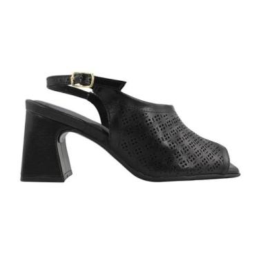 Imagem de Sandália Piccadilly Slingback Flavia Salto Alto Preto, Pt, Napa preto,