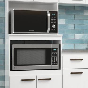 Imagem de Torre Quente 070cm 4 Portas 2 Nichos para Forno e Microondas Branco - 