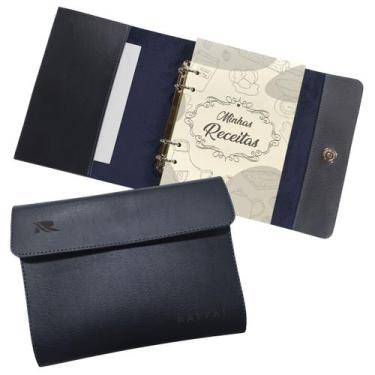 Imagem de Agenda Minhas Receitas 162-R Personalizada Raffai Couros, Azul Escuro