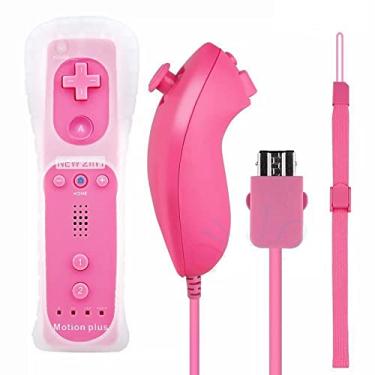 Imagem de TechBrasil Controle Wii Remote Plus + Nunchuck Para Nintendo Wii e Nintendo Wii U Rosa