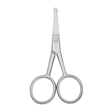 Imagem de Tesoura de cabelo Motanar Safety de aço inoxidável com ponta grossa para corte de cabelo, cuidados profissionais para sobrancelhas, nariz, bigode, barba masculina e feminina