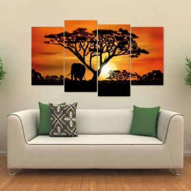 Imagem de Quadro Decorativo África Paisagens Em Tecido 4 Peças 3