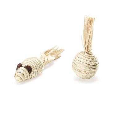 Imagem de Brinquedo de Fibra Natural Para Gatos - Conjunto Ratinho e Bolinha Mimo - PP124