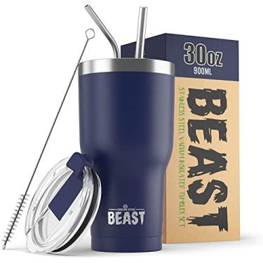 Imagem de Copo Beast 850 g de aço inoxidável isolado a vácuo copo de café e gelo garrafa de viagem de parede dupla (azul royal)