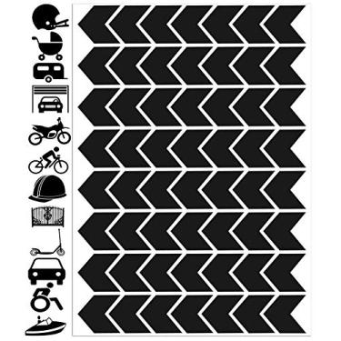 Imagem de Adesivos de flechas refletivas de alta visibilidade 56 peças autoadesivos para bicicleta refletor preto alta visibilidade da placa de segurança noturna universal autoadesivo D 50