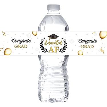 Imagem de MonMon & Craft Etiquetas de garrafas de água Educated AF/Embalagens de garrafa de formatura 2022/Finalmente feito/Faculdade Festa de Formatura Etiquetas de garrafa de água Suprimentos Branco Conjunto de 32