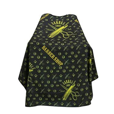 Imagem de Capa barbeiro BARBER PRO, capa de corte de cabelo com fecho de pressão, capa de poliéster profissional para salão de beleza, capa de cabeleireiro de barbeiro - encaixe ajustável à prova d'água para cabeleireiros, 127 x 152 cm (ouro preto)